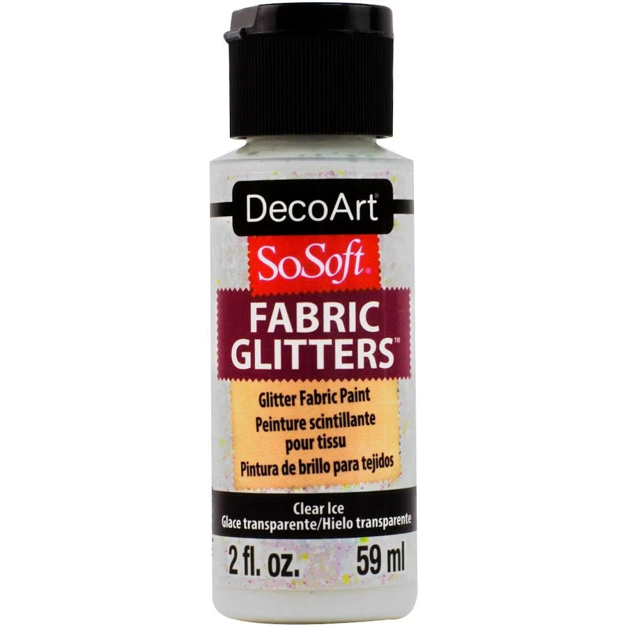 DecoArt SoSoft Glitter Fabric Acrylics 2 oz - Clear Ice