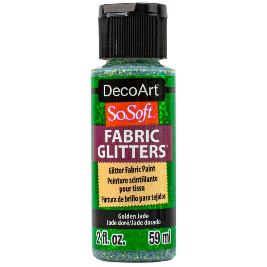 DecoArt SoSoft Glitter Fabric Acrylics 2 oz - Golden Jade