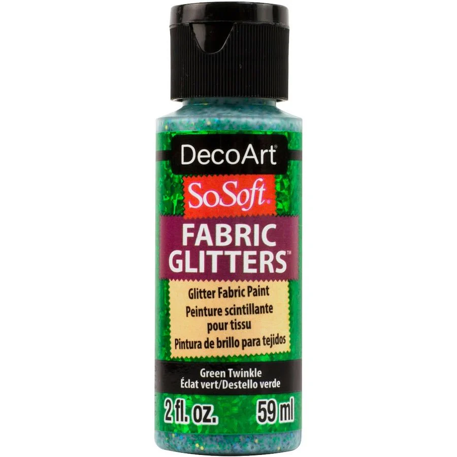 DecoArt SoSoft Glitter Fabric Acrylics 2 oz - Green Twinkle