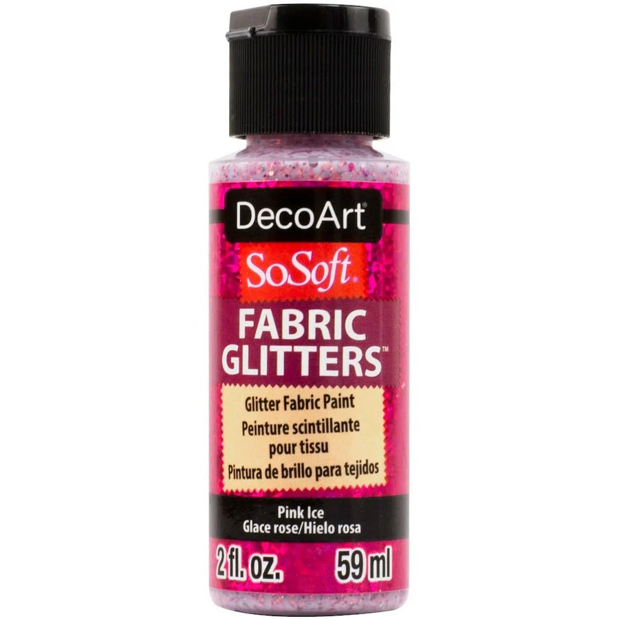 DecoArt SoSoft Glitter Fabric Acrylics 2 oz - Pink Ice