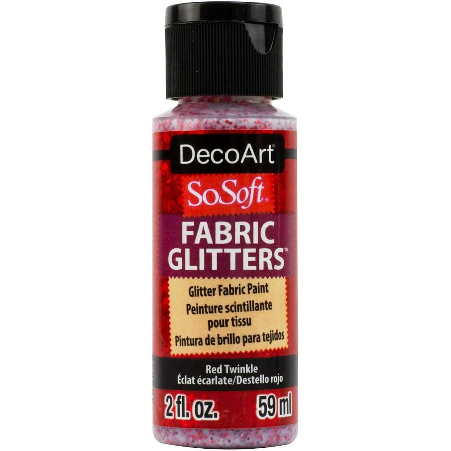 DecoArt SoSoft Glitter Fabric Acrylics 2 oz - Red Twinkle