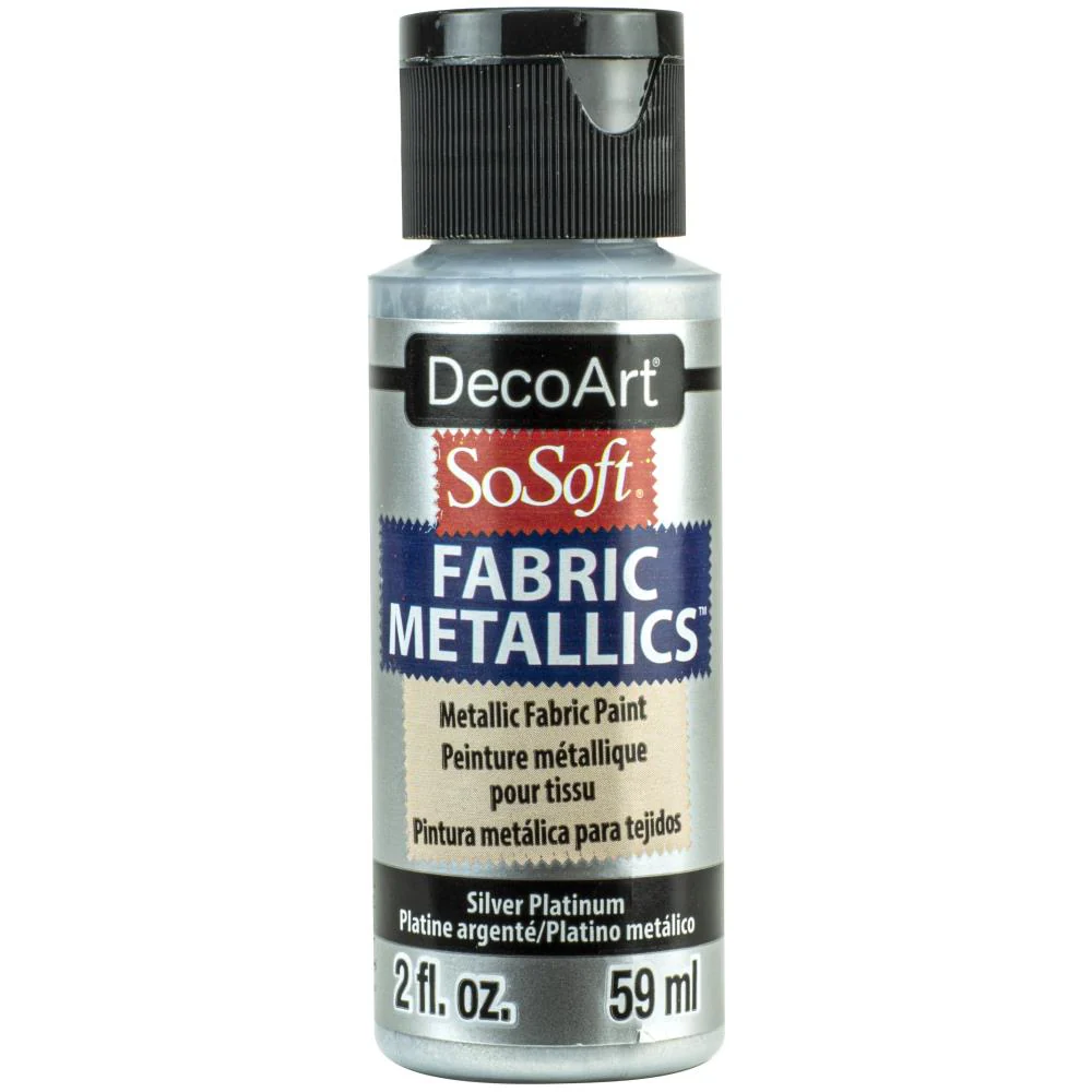 DecoArt SoSoft Metallic Fabric Acrylics 2 oz - Silver Platinum