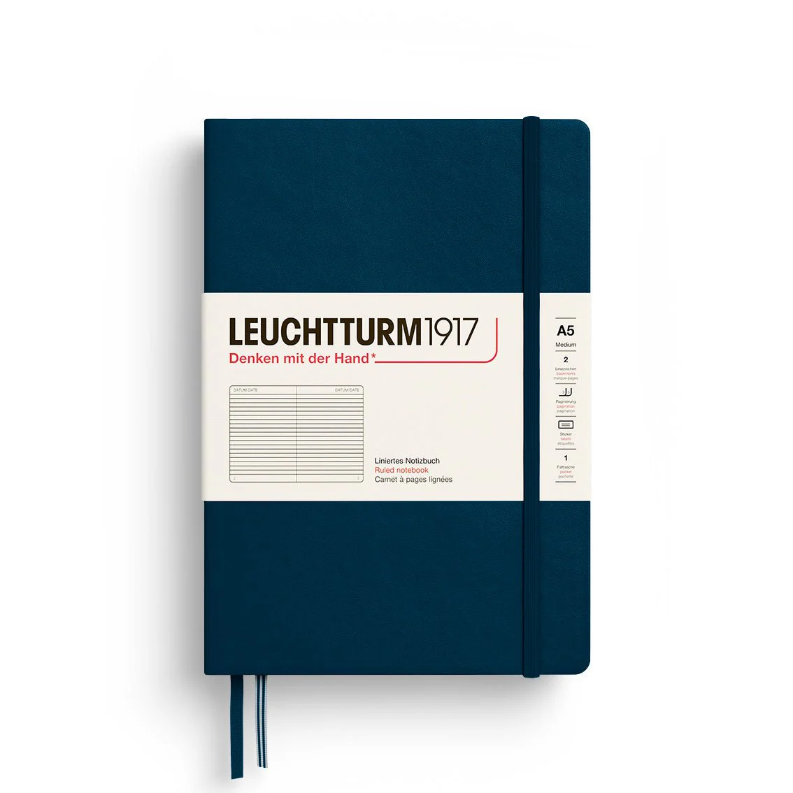 Leuchtturm1917 Hardcover Notebook - Deep Sea - Medium 5.75 x 8.25 inch (A5) - 251 pages - ruled
