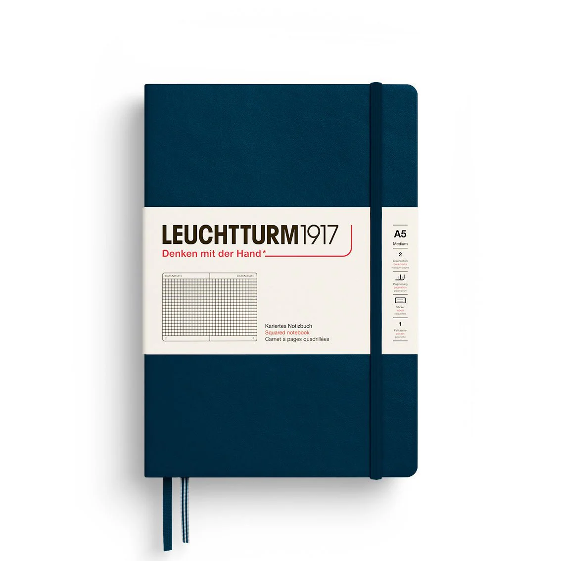 Leuchtturm1917 Hardcover Notebook - Deep Sea - Medium 5.75 x 8.25 inch (A5) - 251 pages - squared