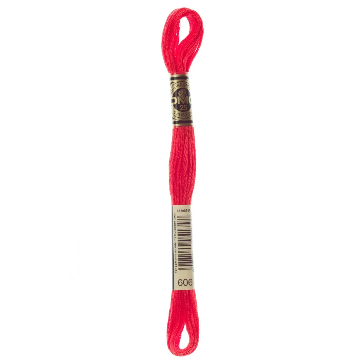 DMC 6-Strand Cotton Embroidery Floss 8.7yd - 606 Bright Orange Red