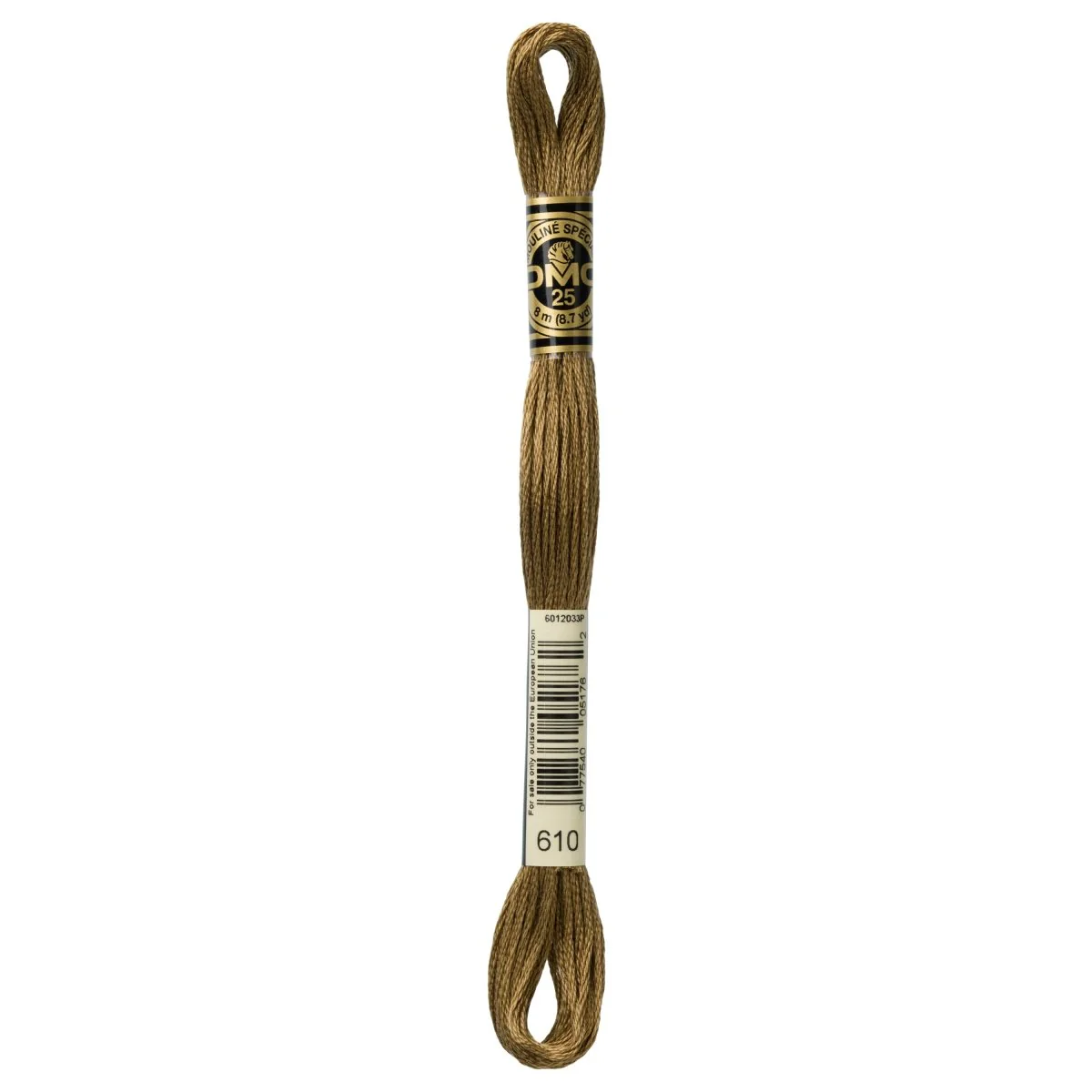 DMC 6-Strand Cotton Embroidery Floss 8.7yd - 610 Dark Drab Brown