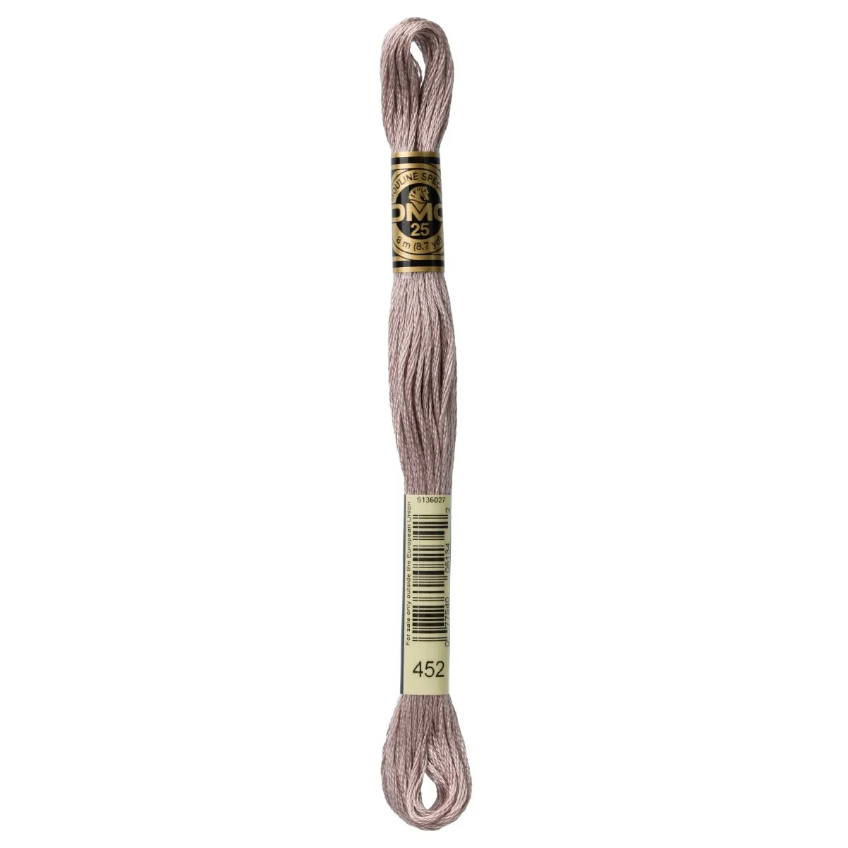 DMC 6-Strand Cotton Embroidery Floss 8.7yd - 452 Medium Shell Grey