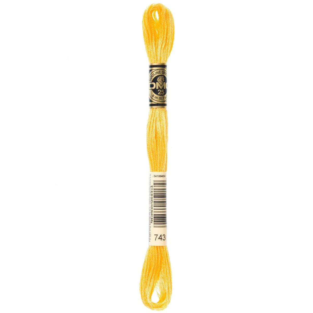 DMC 6-Strand Cotton Embroidery Floss 8.7yd - 743 Medium Yellow