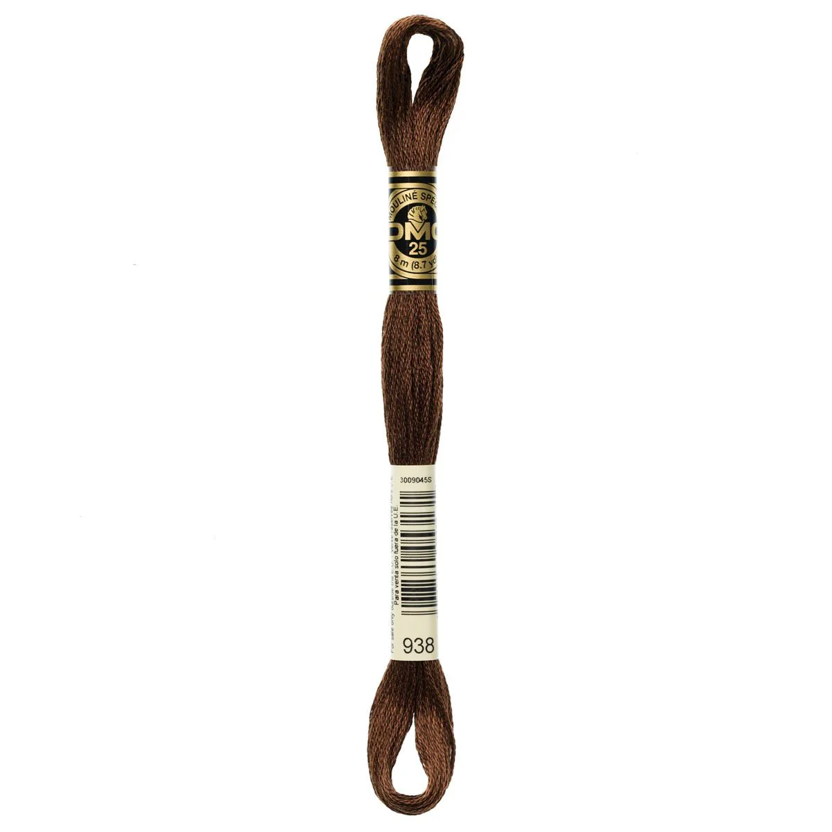 DMC 6-Strand Cotton Embroidery Floss 8.7yd - 938 Ultra Dark Coffee Brown