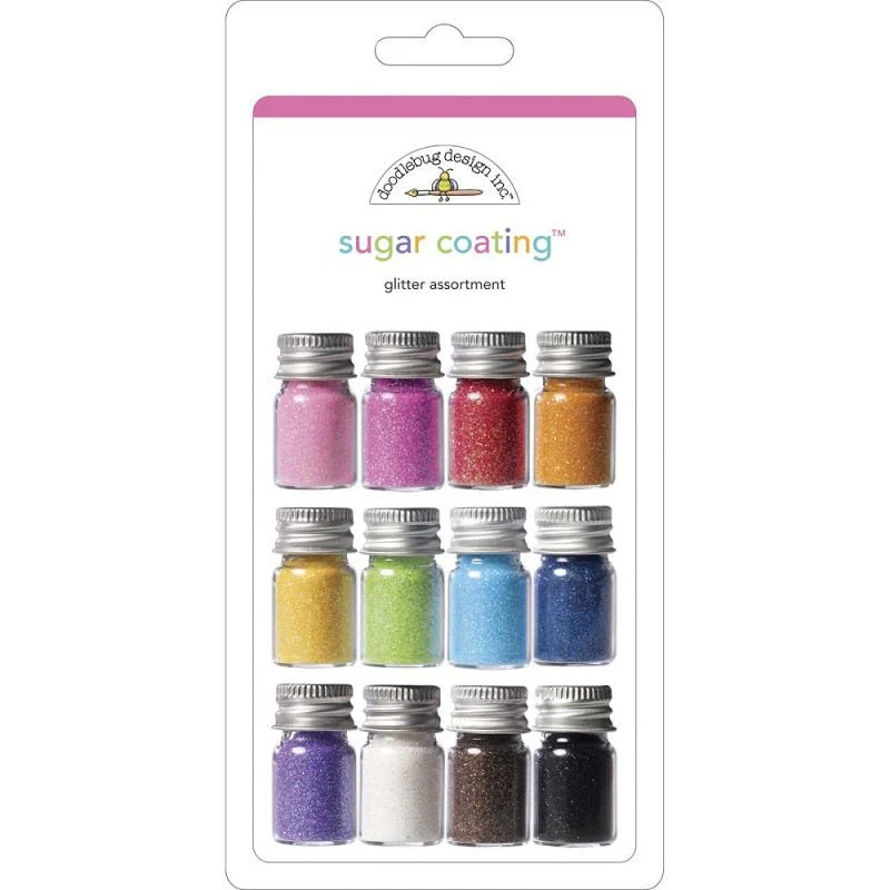 Doodlebug Sugar Coating Fine Glitter Assortment - 12 X 5 gram Bottles