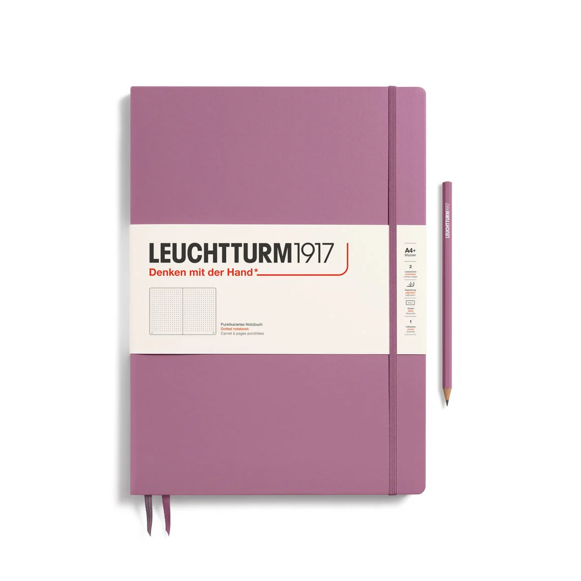 Leuchtturm1917 Hardcover Notebook - Dusty Rose - Master Slim 8.75 x 12.5 inch (A4+) - 123 pages - dotted