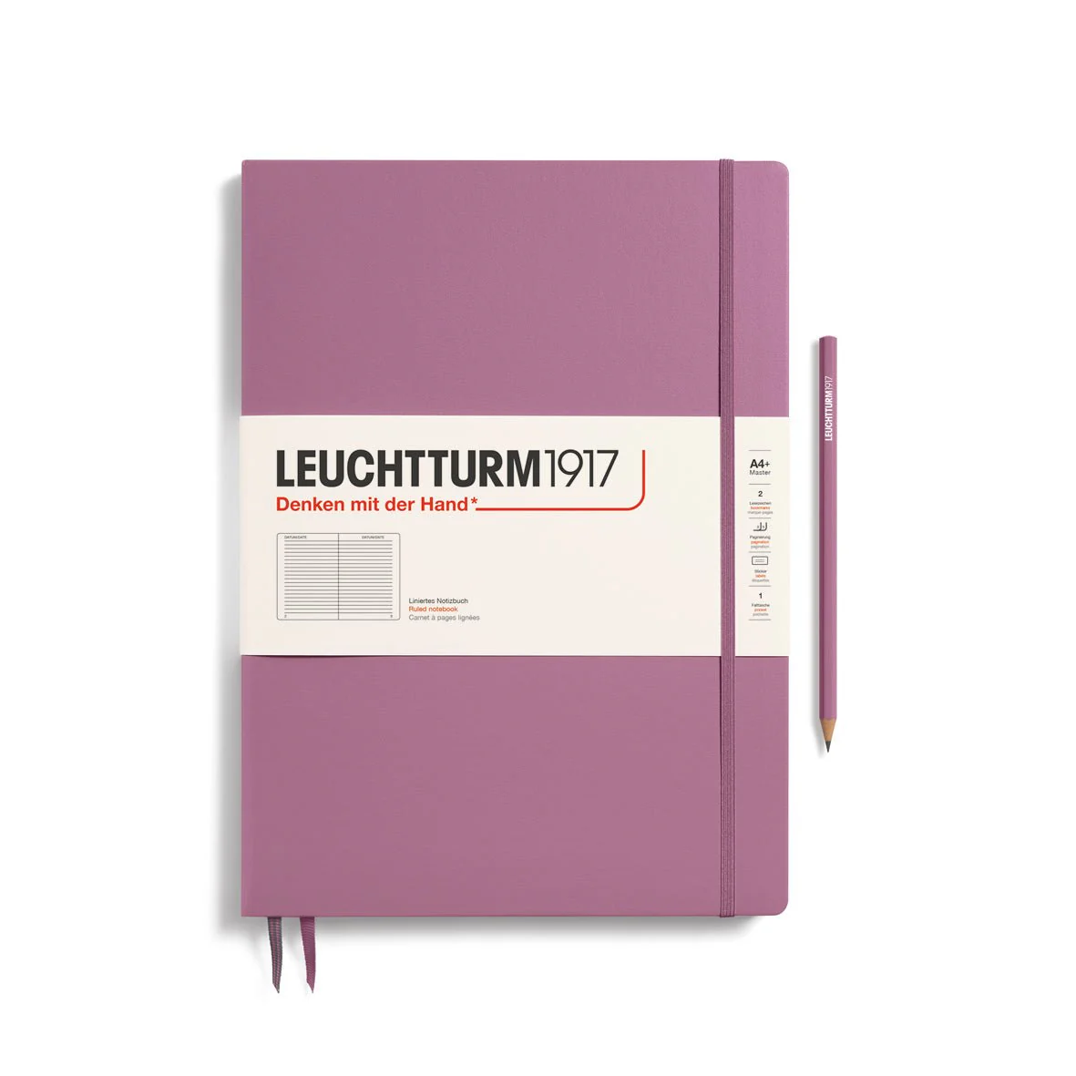 Leuchtturm1917 Hardcover Notebook - Dusty Rose - Master Slim 8.75 x 12.5 inch (A4+) - 123 pages - ruled