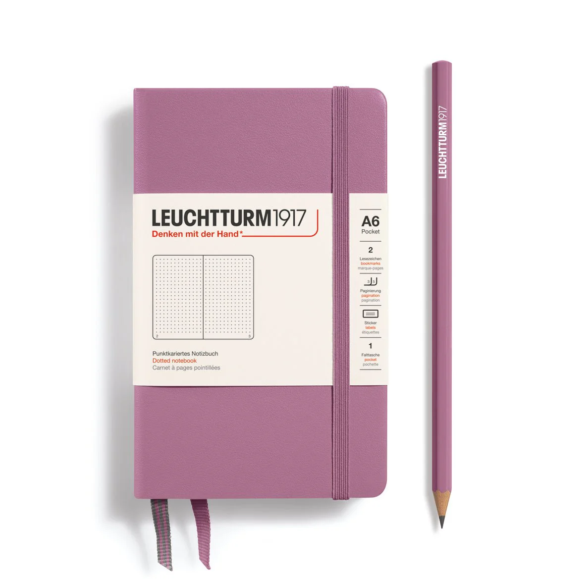 Leuchtturm1917 Hardcover Notebook - Dusty Rose - Pocket  3.5 x 6 in (A6) - 187 pages - dotted