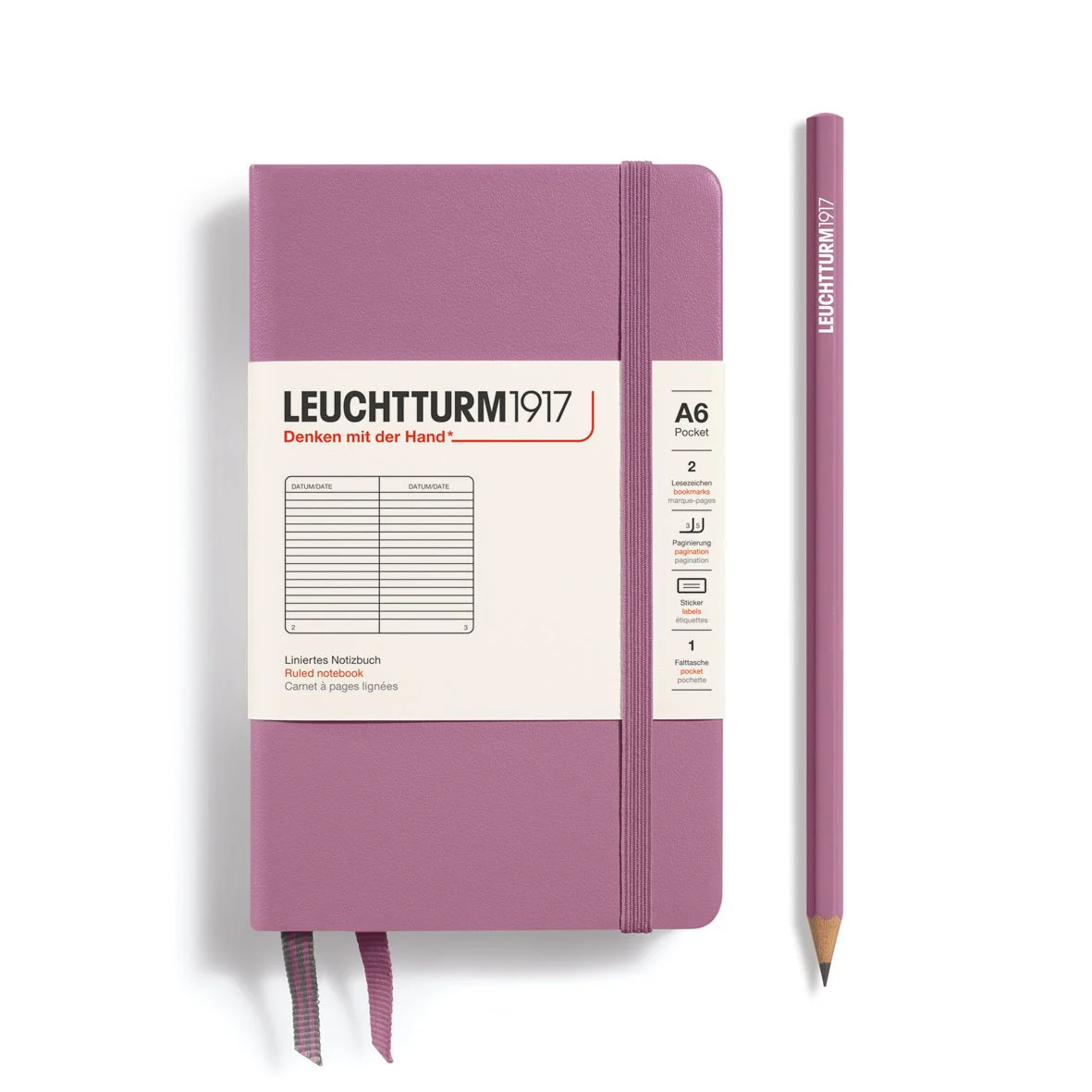 Leuchtturm1917 Hardcover Notebook - Dusty Rose - Pocket  3.5 x 6 in (A6) - 187 pages - ruled