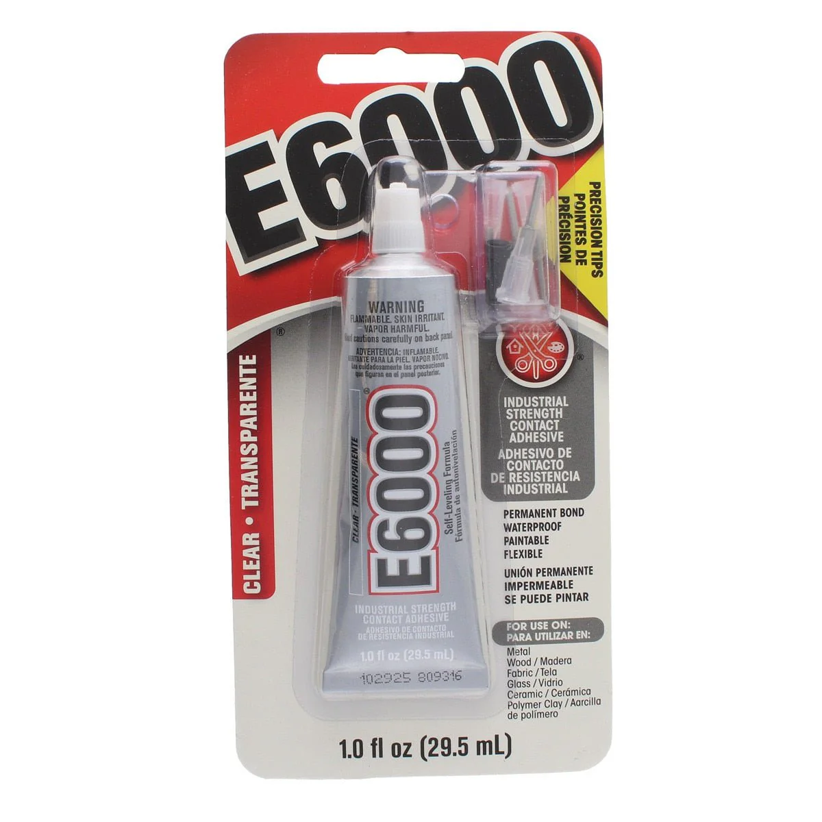 E6000 Industrial Strength Glue - 1 oz Clear with 4 Precision Tips
