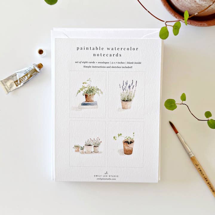 Emily Lex Studio - Potted Plants Paintable Notecards