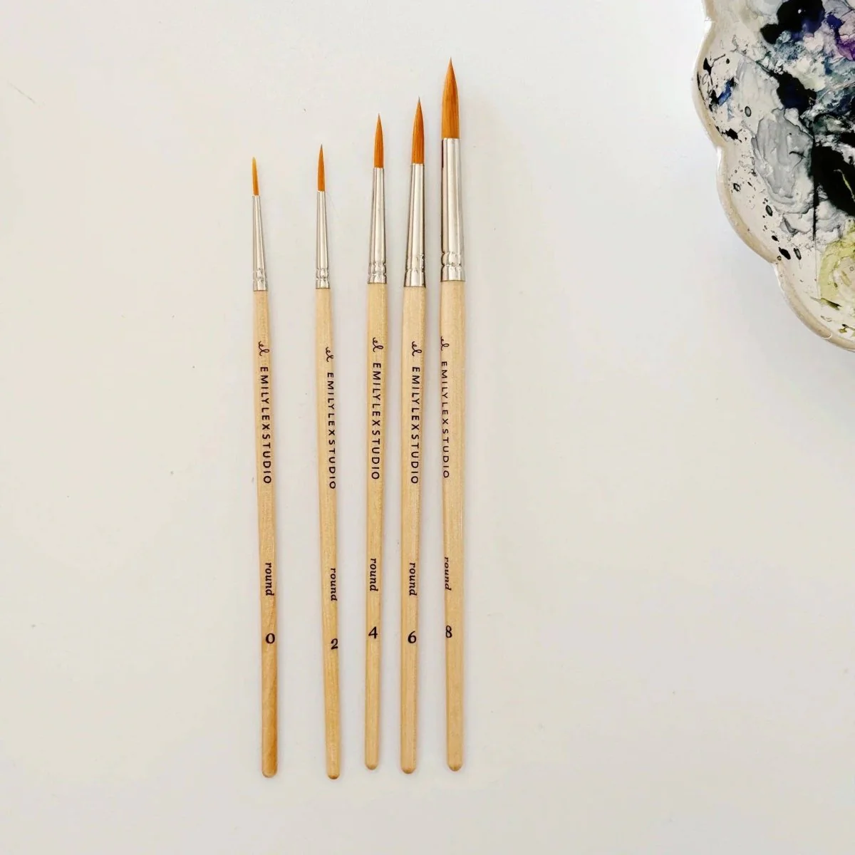 emily lex studio - Watercolor paintbrush set of five wood brushes - Image 8