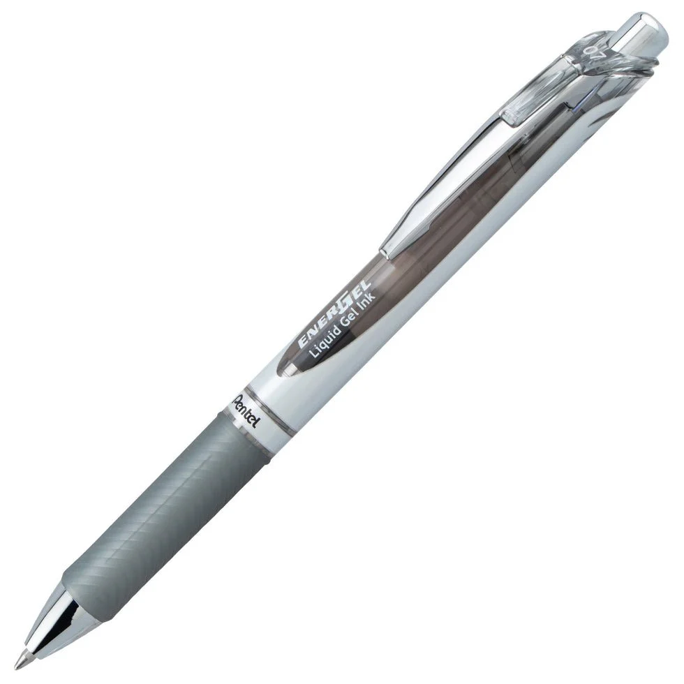 EnerGel RTX Retractable Liquid Gel Pen, (0.7mm) Medium line, Gray Ink