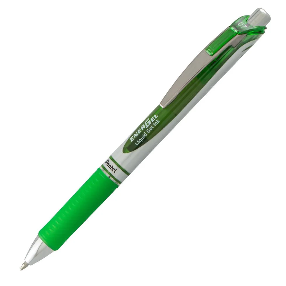 EnerGel RTX Retractable Liquid Gel Pen, (0.7mm) Metal Tip, Medium Line, Lime Green Ink