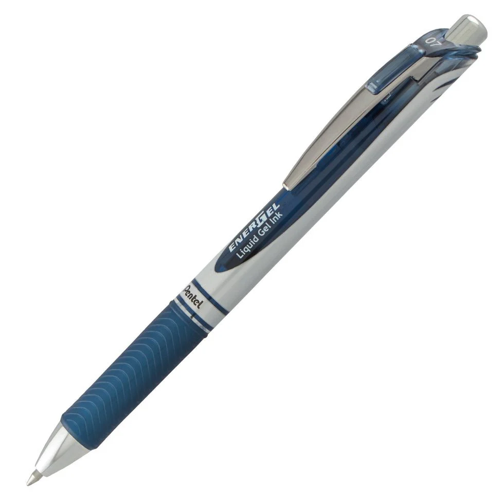 EnerGel RTX Retractable Liquid Gel Pen, (0.7mm) Metal Tip, Medium Line, Navy Blue Ink