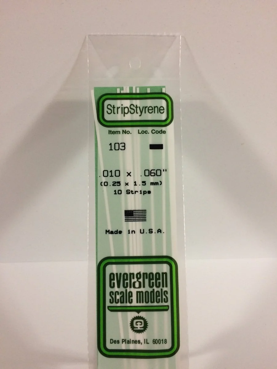 Evergreen Scale Models 103 - .010 X .060"X 14" Strips (10)