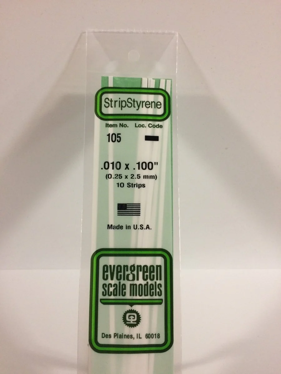 Evergreen Scale Models 105 - .010 X .100" X 14" Strips (10)