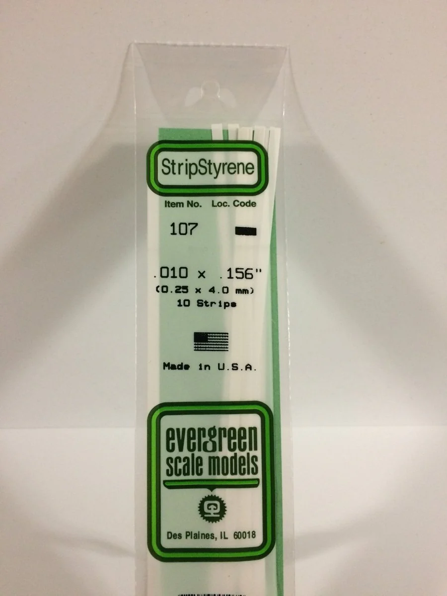 Evergreen Scale Models 107 - .010 X .156" X 14" Strips (10)