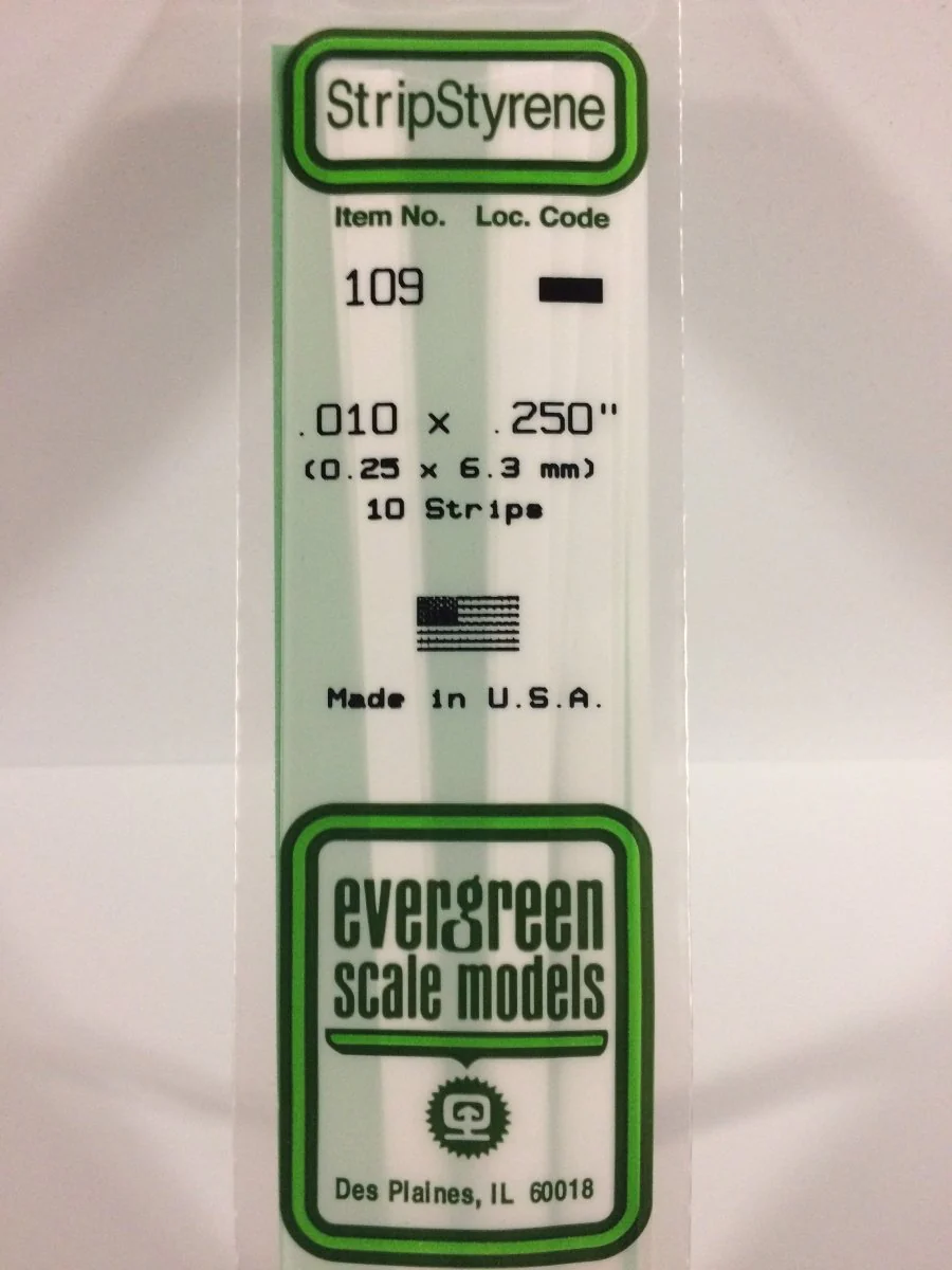 Evergreen Scale Models 109 - .010 X .250" X 14" Strips (10)