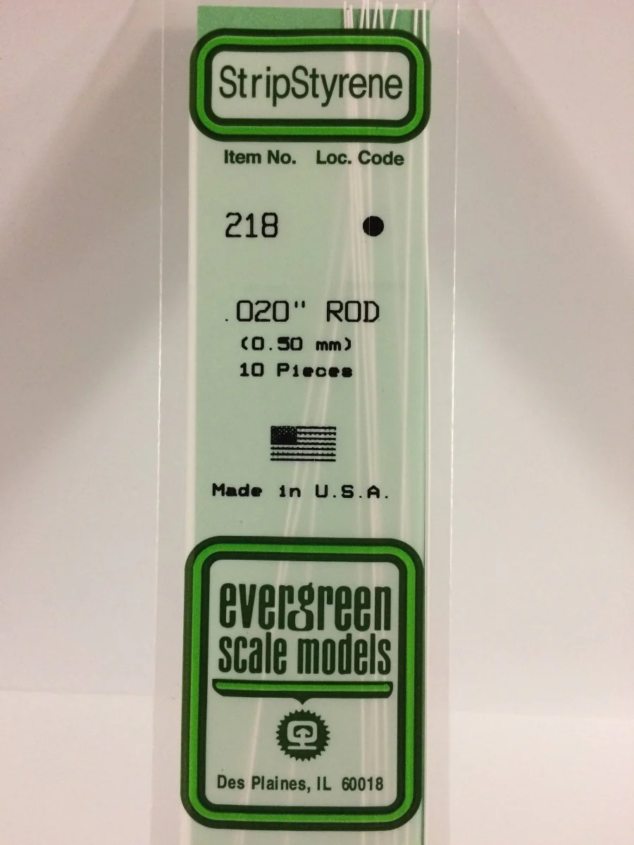 Evergreen Scale Models 218 - .020" OD X 14"  Rod (10)