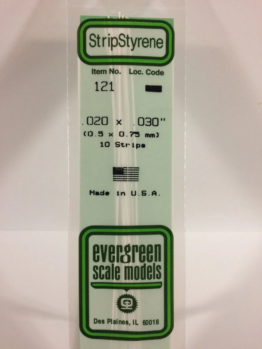 Evergreen Scale Models 121 - .020 X .030" X 14" Strips (10)