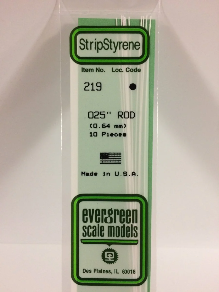 Evergreen Scale Models 219 - .025" OD X 14" Rod (10)