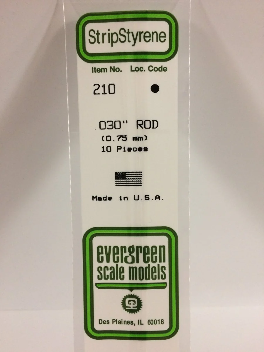 Evergreen Scale Models 210 - .030" OD X 14" Rod (10)