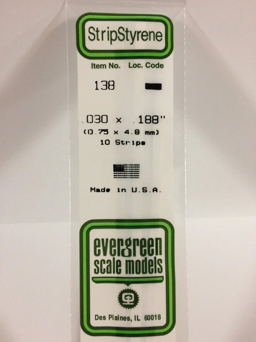 Evergreen Scale Models 138 - .030 X .188" X 14" Strips (10)