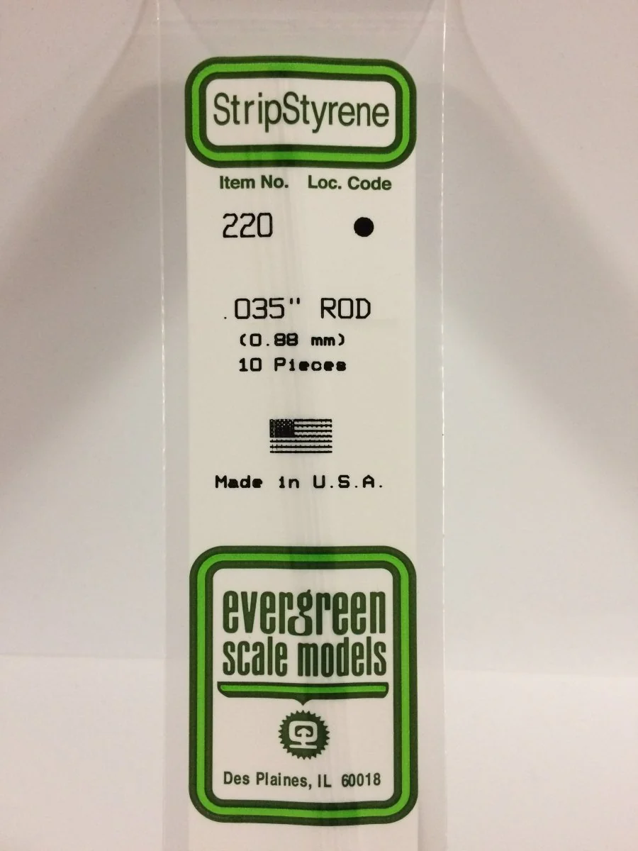 Evergreen Scale Models 220 - .035" OD X 14" Rod (10)