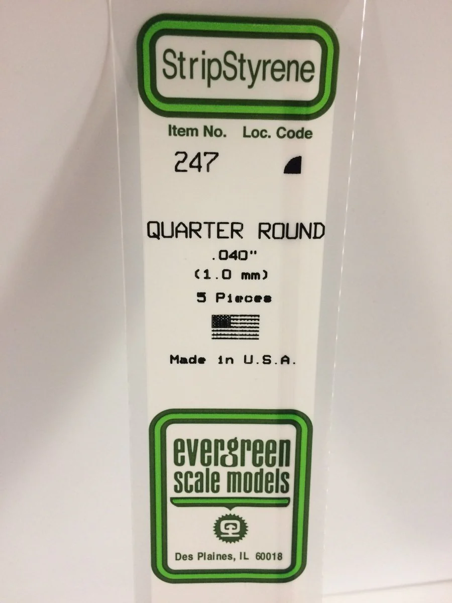 Evergreen Scale Models 247 - .040" (1.0mm) X 14" Quarter Round (5)