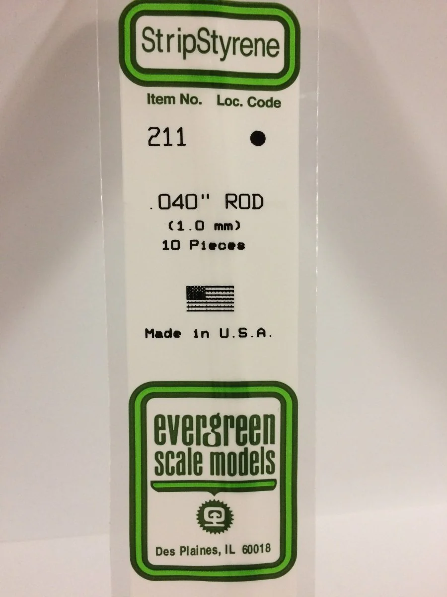 Evergreen Scale Models 211 - .040" OD X 14" Rod (10)