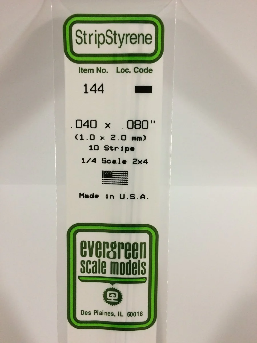 Evergreen Scale Models 144 - .040 X .080" X 14" Strips (10)