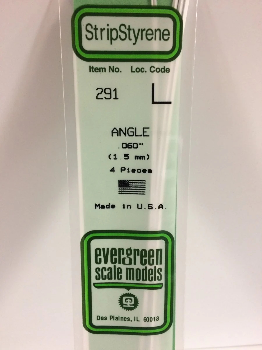 Evergreen Scale Models 291 - .060" (1.5 mm) X 14" Angle (4)