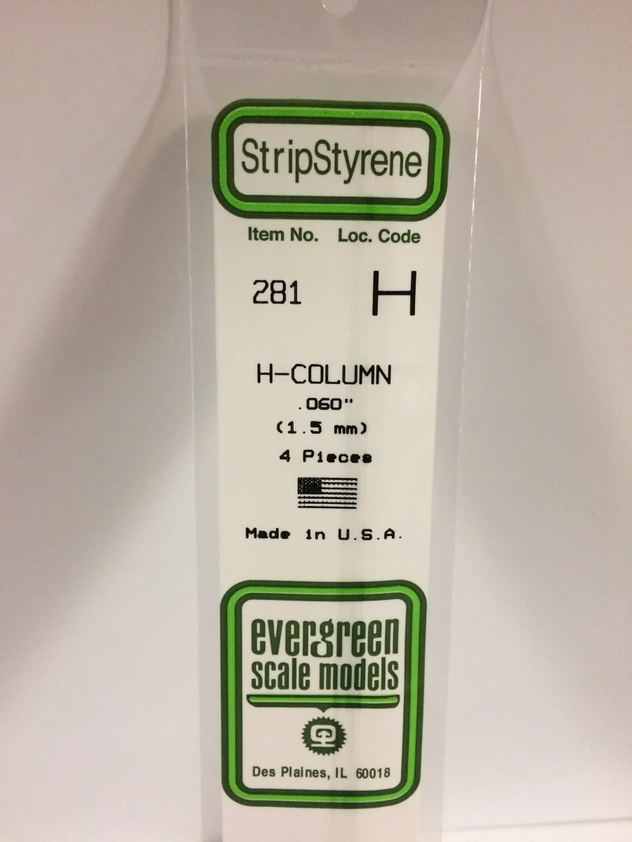 Evergreen Scale Models 281 - .060" (1.5 mm) X 14" H-Column (4)