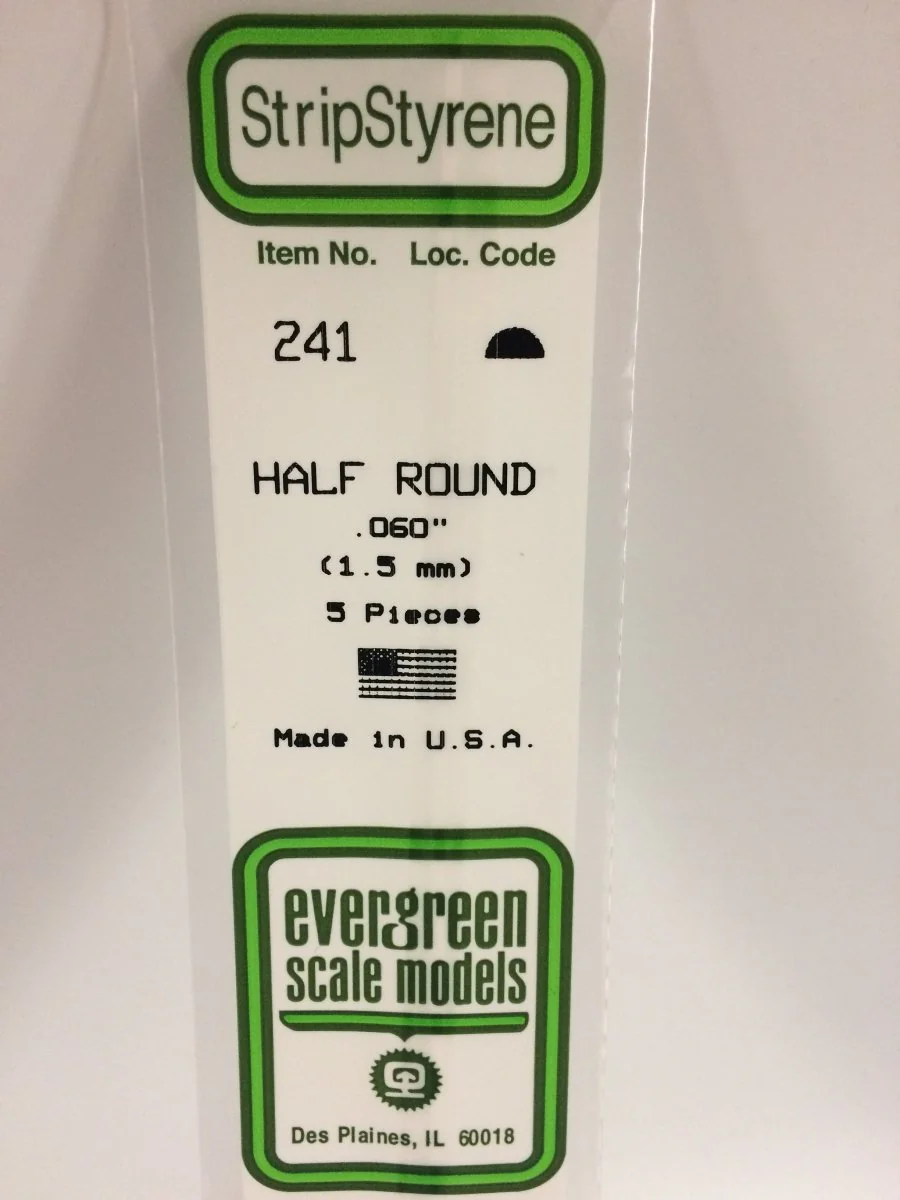 Evergreen Scale Models 241 - .060" (1.5 mm) X 14" Half Round (5)