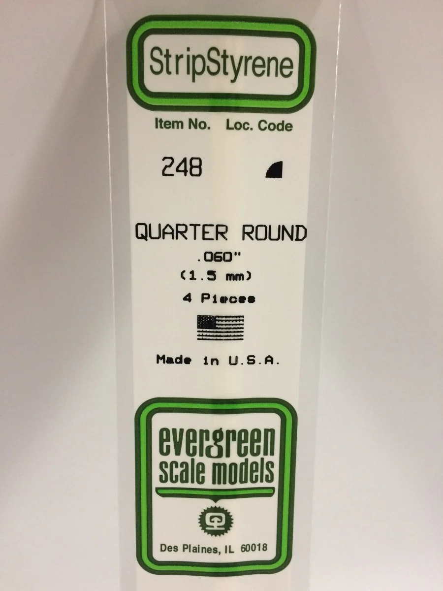 Evergreen Scale Models 248 - .060" (1.5mm) X 14" Quarter Round (4)