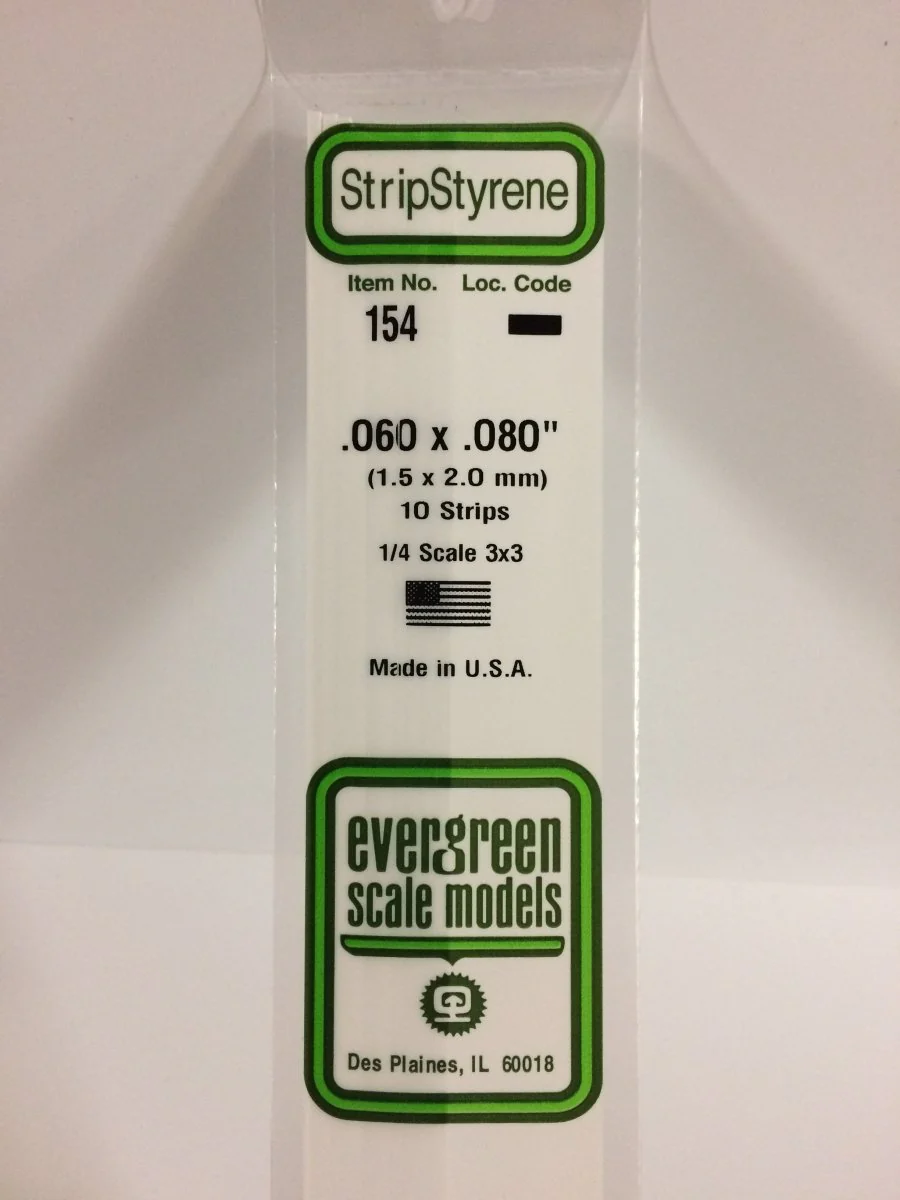 Evergreen Scale Models 154 - .060 X .080" X 14"  Strips (10)