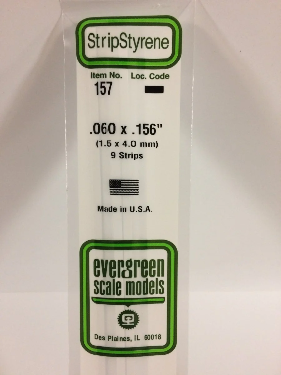 Evergreen Scale Models 157 - .060 X .156" X 14" Strips (9)