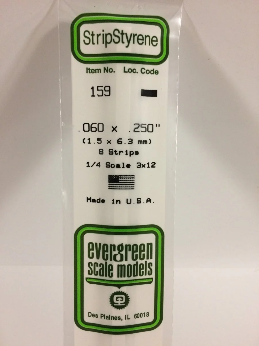 Evergreen Scale Models 159 - .060 X .250" X 14" Strips (8)