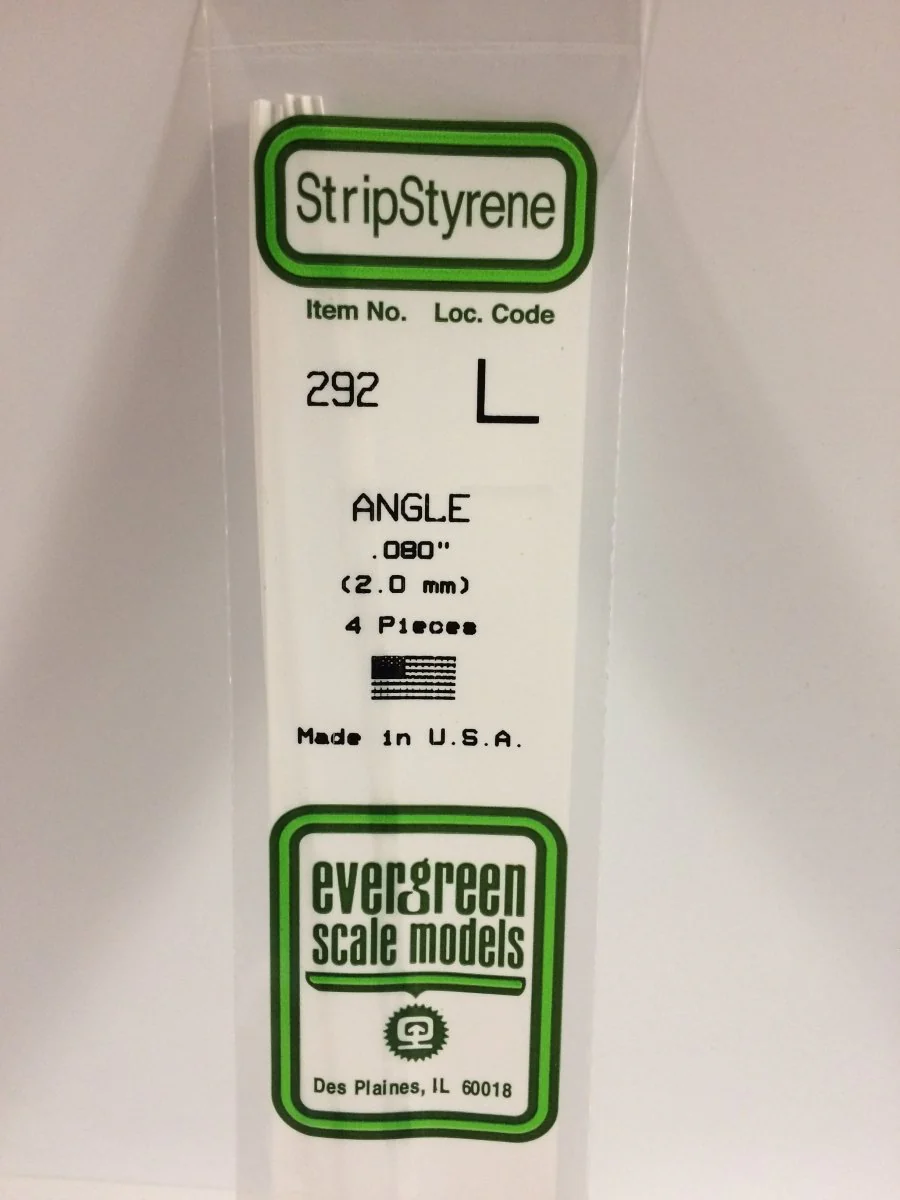 Evergreen Scale Models 292 - .080" (2.0 mm) X 14" Angle (4)