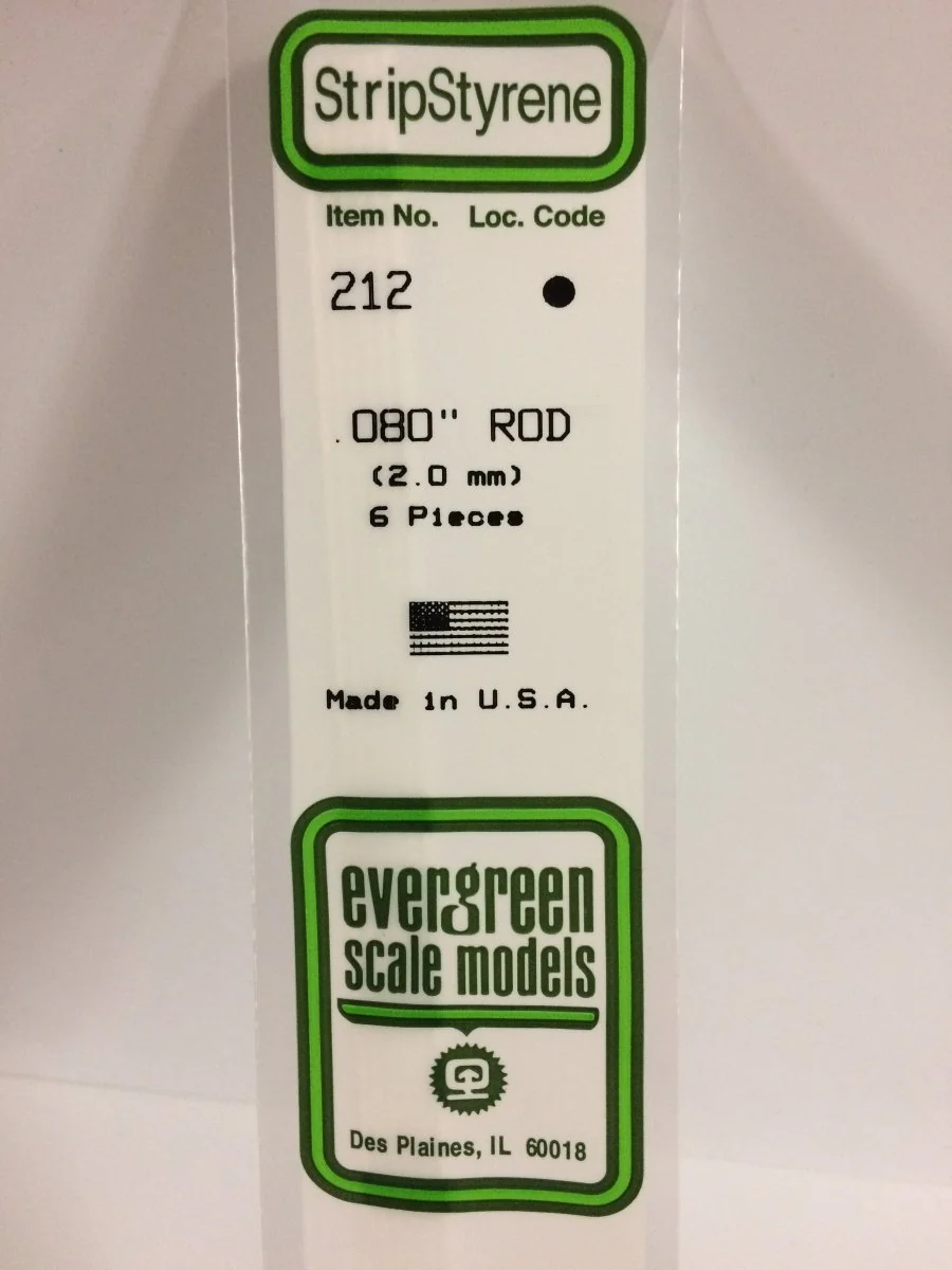 Evergreen Scale Models 212 - .080" OD X 14" Rod (6)
