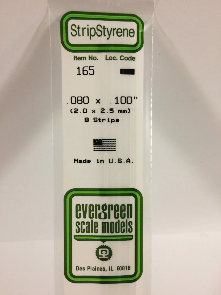 Evergreen Scale Models 165 - .080 X .100" X 14" Strips (8)