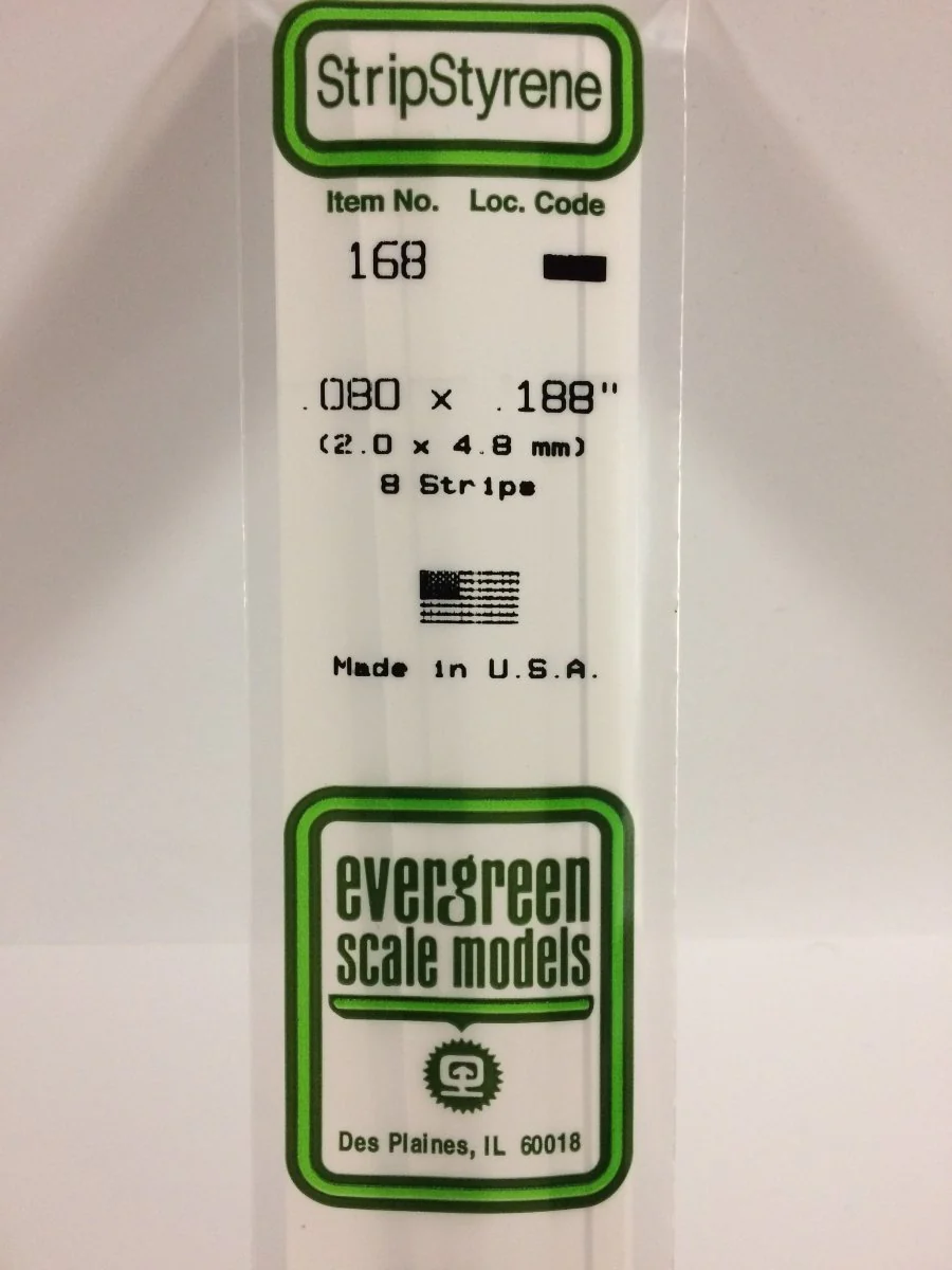 Evergreen Scale Models 168 - .080 X .188" X 14" Strips (8)