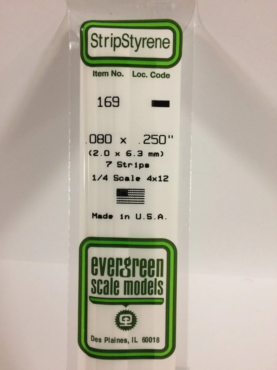 Evergreen Scale Models 169 - .080 X .250" X 14" Strips (7)
