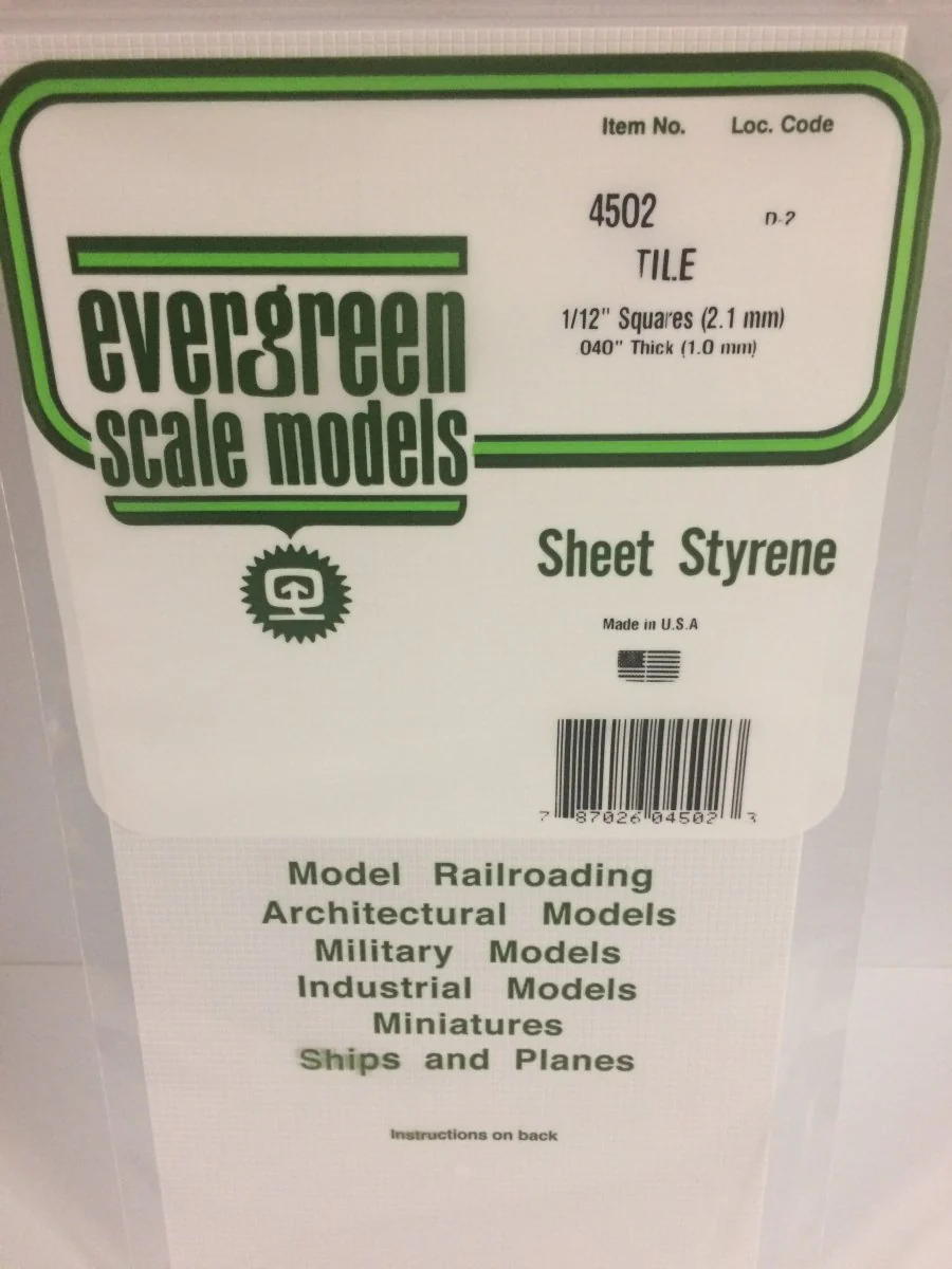 Evergreen Scale Models 4502 - .044" (1.10 mm) heavy groove spacing, 1/12" Square Tile (1)